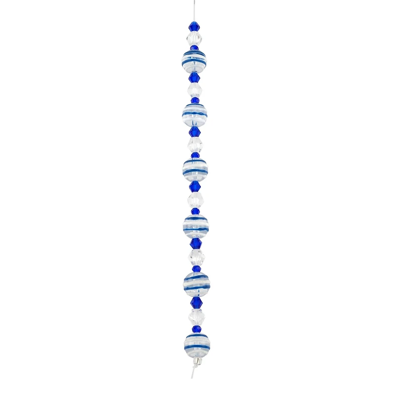 Blue & White Stripe Lampwork Glass Round Bead Mix by Bead Landing™