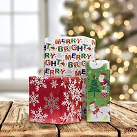 JAM Paper Frosted Holiday Christmas Foil Gift Wrap Set