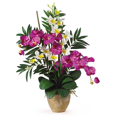 29" Double Phalaenopsis & Dendrobium Silk Orchid Arrangement