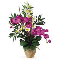 29" Double Phalaenopsis & Dendrobium Silk Orchid Arrangement