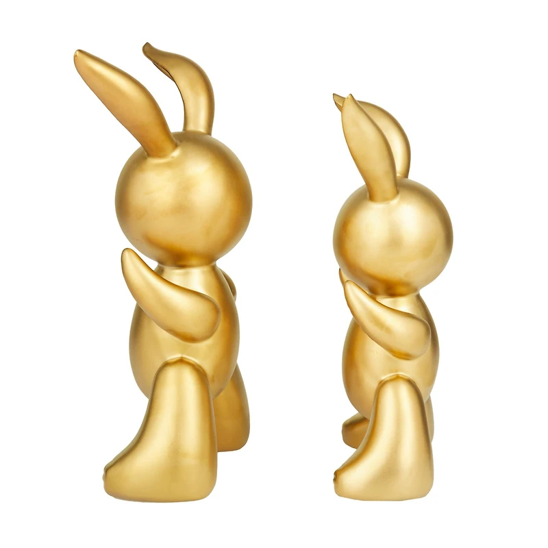 CosmoLiving by Cosmopolitan Set of 2 Gold Porcelain Glam Sculpture, 12" x 7" x 4"
