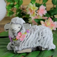 7" White & Brown Plush Kneeling Sheep Easter Figure