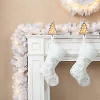 Glitzhome® 9ft. Pre-Lit White Pine Christmas Garland with LED Lights and Timer