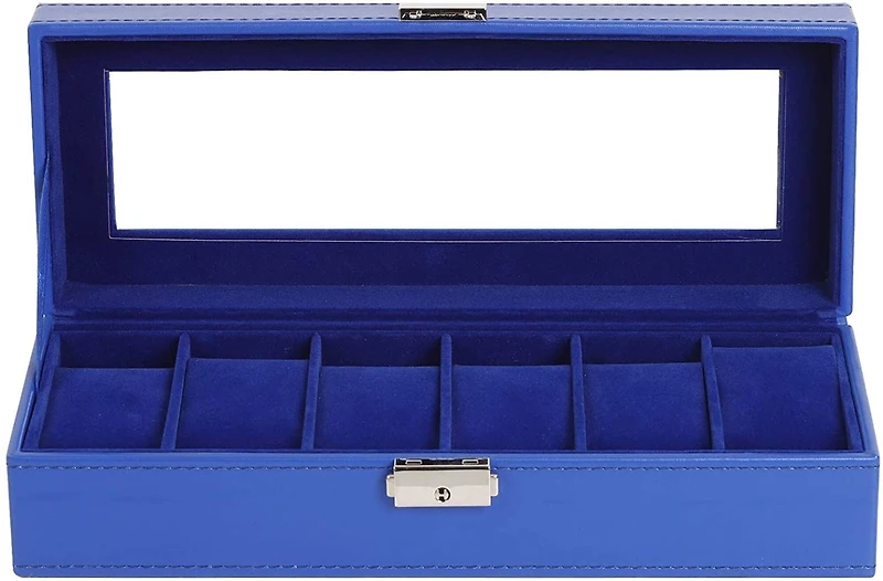 Sapphire Blue Hexa Leather Watch Box