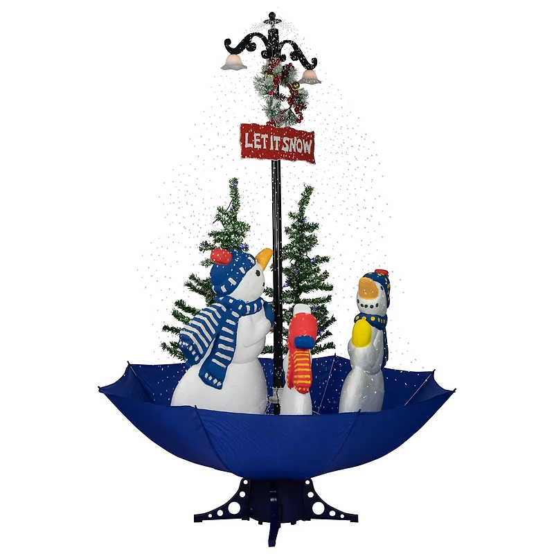 Lighted Musical Snowing Let it Snow Snowmen in Umbrella Base Christmas Decoration - 5.5'