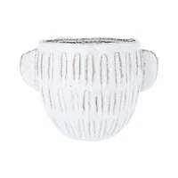 6.5" Glazed Embossed Stoneware Planter 