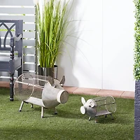 Gray Distressed Metal Farmhouse Pig Planter Set
