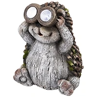 11.5" Hedgehog with Binoculars Outdoor Solar Lighted Garden Statue 