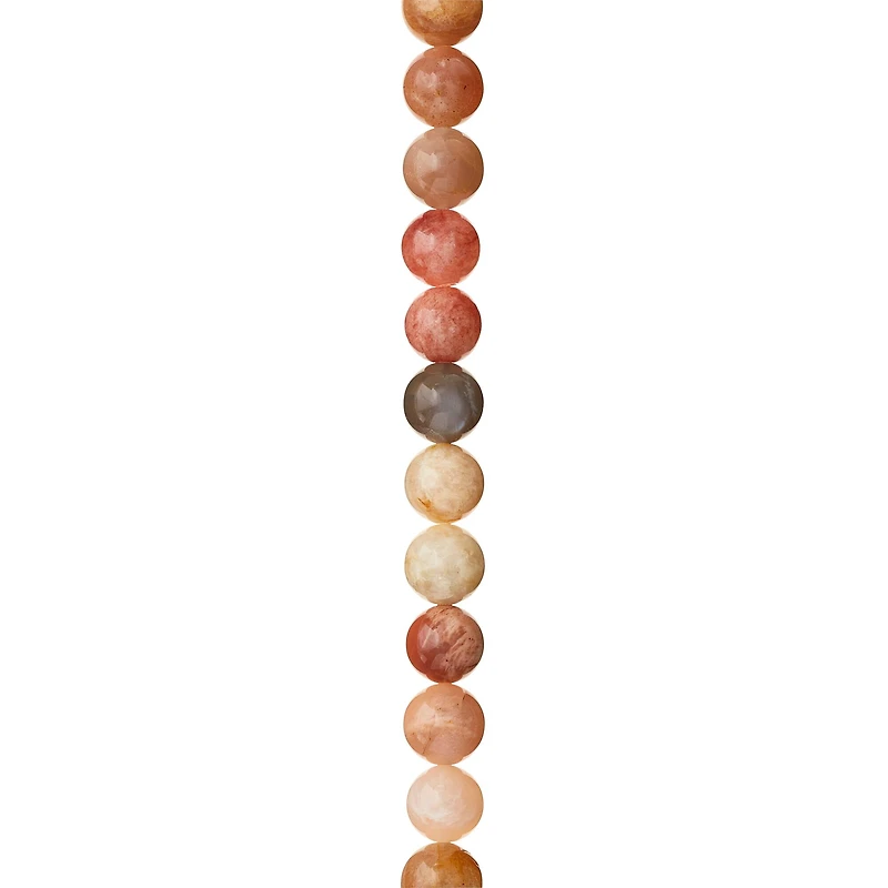 12 Pack: Orange & Pink Sunstone Round Beads, 8mm by Bead Landing™