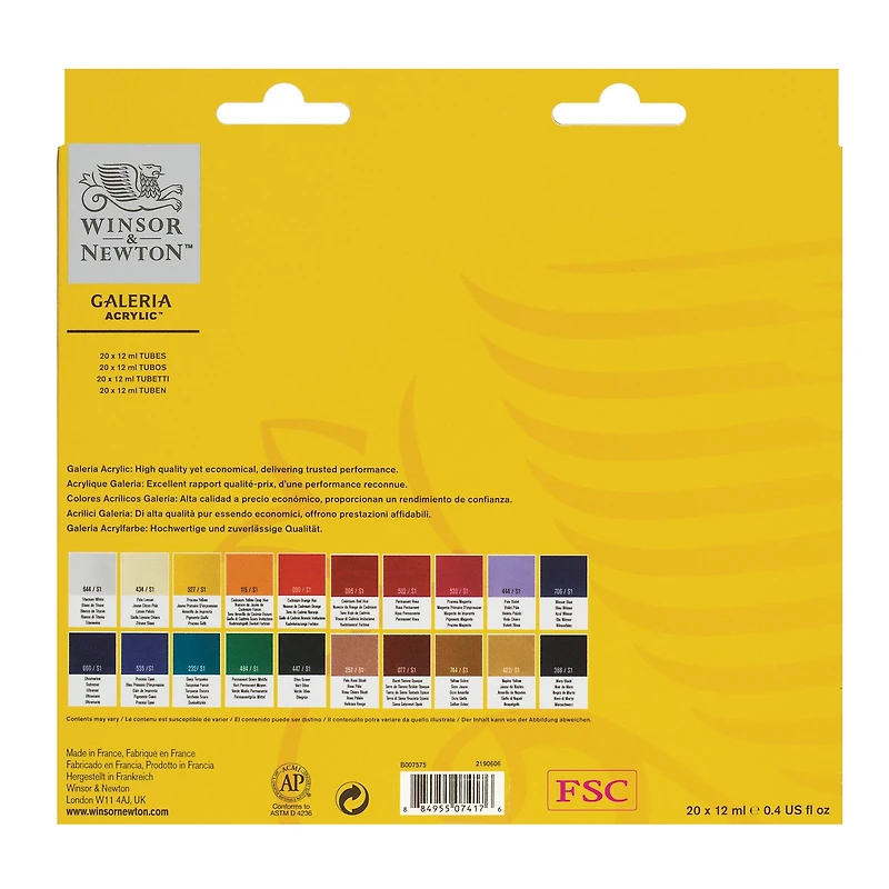 6 Packs: 20 ct. (120 total) Winsor & Newton™ Galeria Acrylic™ Set