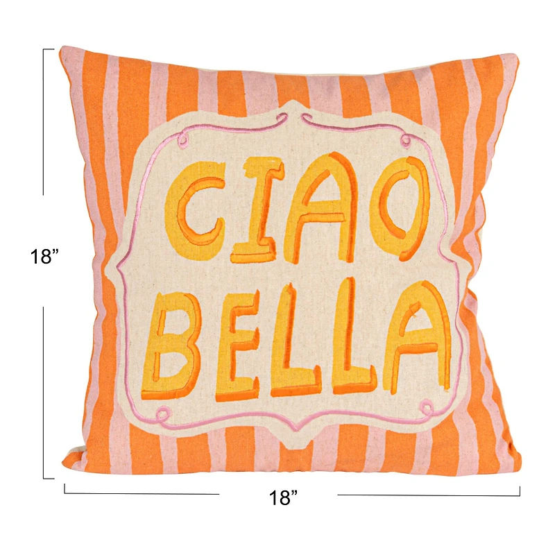 Hello Honey® 18" Orange & Yellow Ciao Bella Accent Pillow