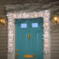 9’ x 10" Pre-lit Wispy Willow White Artificial Christmas Garland with 50 Clear Lights