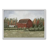 Spice Tones Barn White Framed Canvas