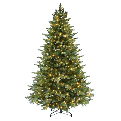 7.5 ft. Pre-Lit Linden Fir Artificial Christmas Tree, Dual-Color LED Lights