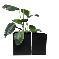 Black Modern Planter, Set of 2" 18", 14"