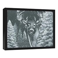 Neutral Painted Deer Black Framed Canvas Wall Art