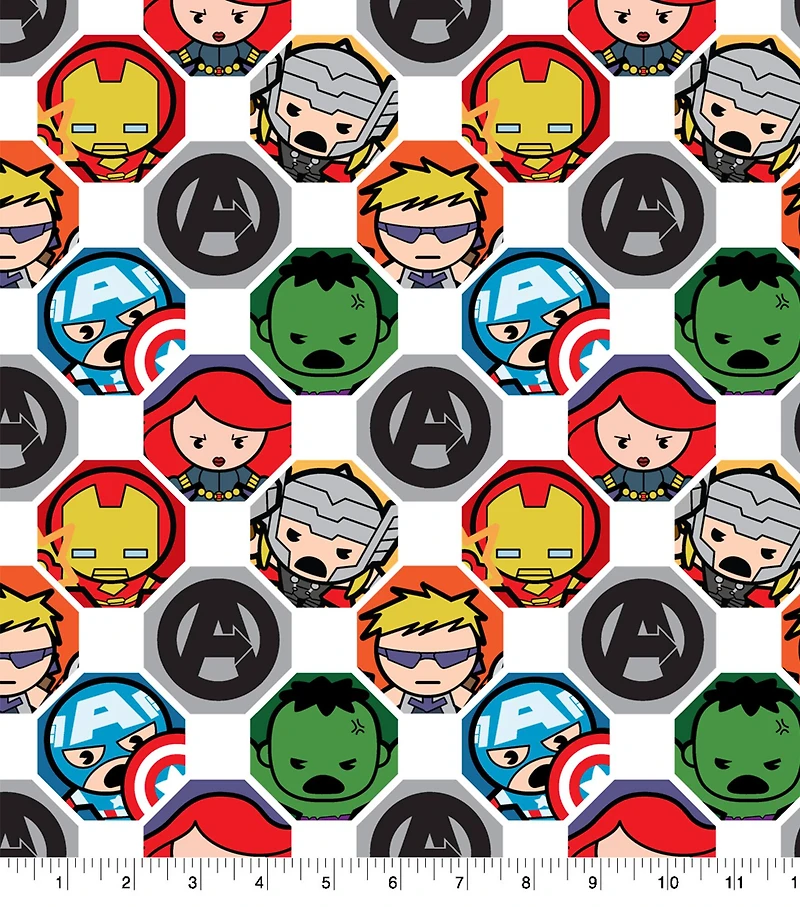 Marvel Kawaii Hex Grid Super Hero Cotton Fabric