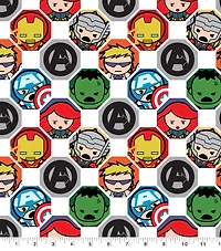 Marvel Kawaii Hex Grid Super Hero Cotton Fabric