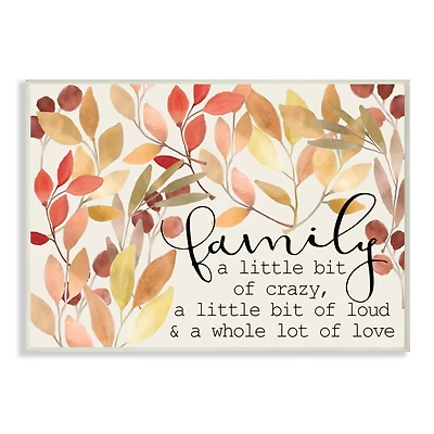 Stupell Industries Love Family Home Inspirational Word Leaves Red Yellow Design, 10" x 15"
