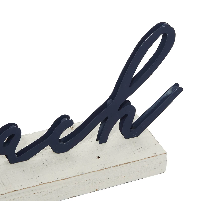 19" Black Wood Coastal Beach Tabletop Sign