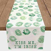 Kiss Me Irish Green Lips Short 16" x 72" Cotton Twill Runner
