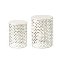 Glitzhome® Multi-Functional Metal White Garden Stool Set
