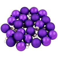 24ct. 1" Purple 2-Finish Glass Ball Ornaments