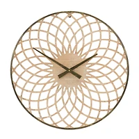 23.75" Round Lattice Wood Wall Clock