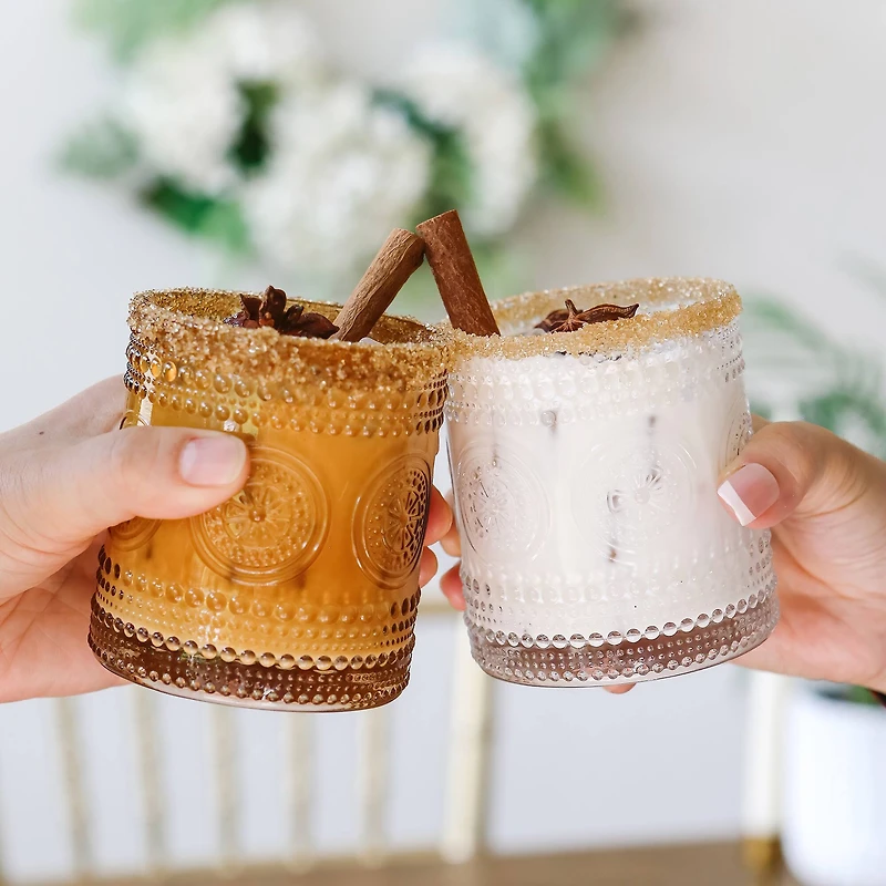 Kate Aspen® 10oz. Hobnail Beaded Floral Amber Drinking Glasses, 6ct.