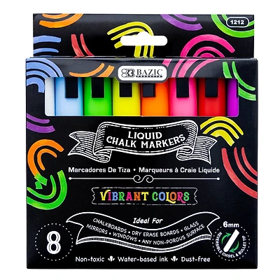 BAZIC Products® Liquid Chalk Wet Erase Markers, Pack of 8