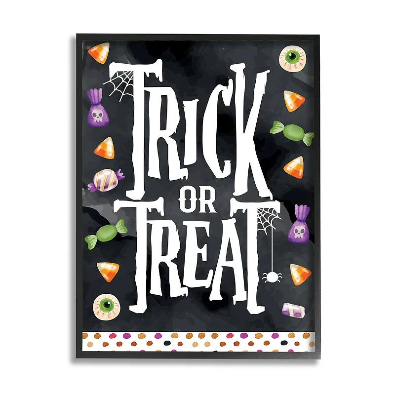 Stupell Industries Trick Or Treat Halloween Candy Framed Giclee Art