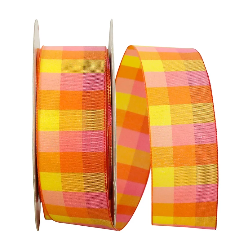 Reliant 1.5" x 50yd. Plaid Bright Wired Ribbon