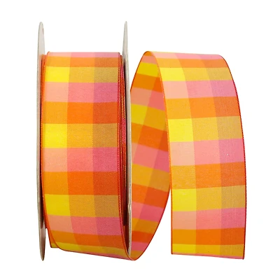 Reliant 1.5" x 50yd. Plaid Bright Wired Ribbon
