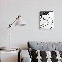 Stupell Industries Mother Nursing Child Portrait Minimal Black White Framed Giclee Art