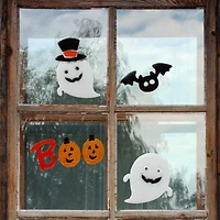 Pumpkin & Ghost "Boo" Halloween Gel Window Clings