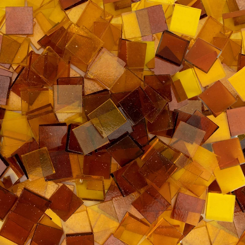Oceanside Compatible™ Small Amber Mosaic Stained Glass Squares, 8oz.