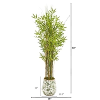 5ft. Grass Bamboo Tree in Floral Print Planter