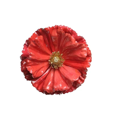 Shiny Poppy Flower Clip Christmas Ornament - 4.75" - Coral Pink