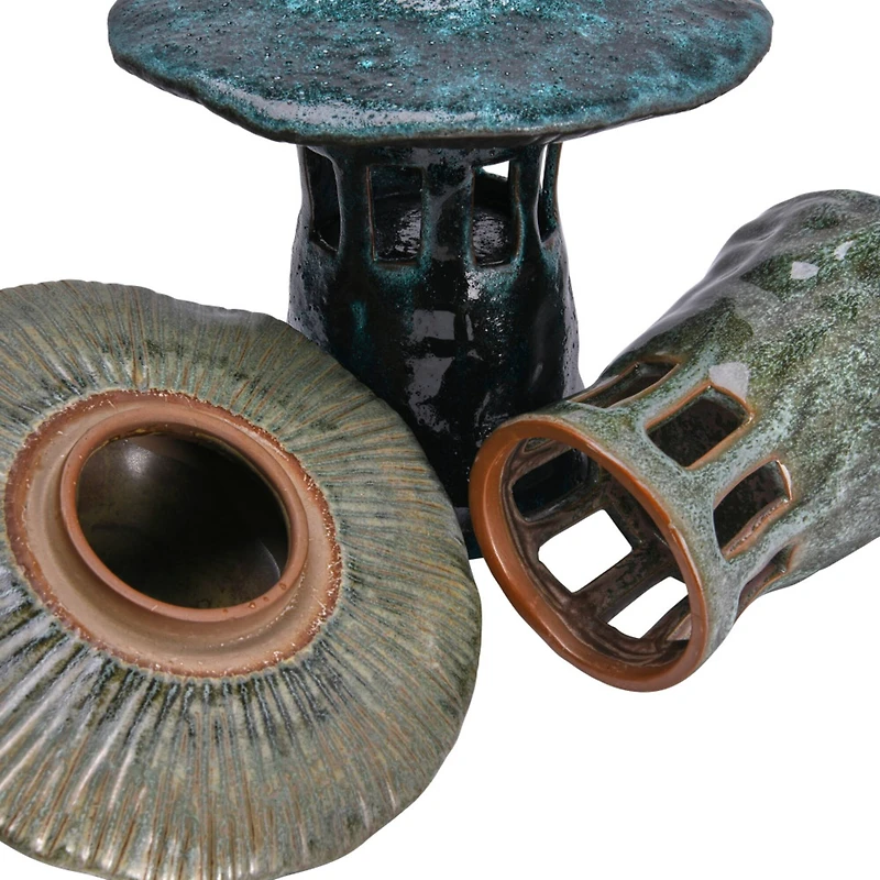 Hello Honey® 9" Stoneware Mushroom Lantern with Lid Set, 2ct.