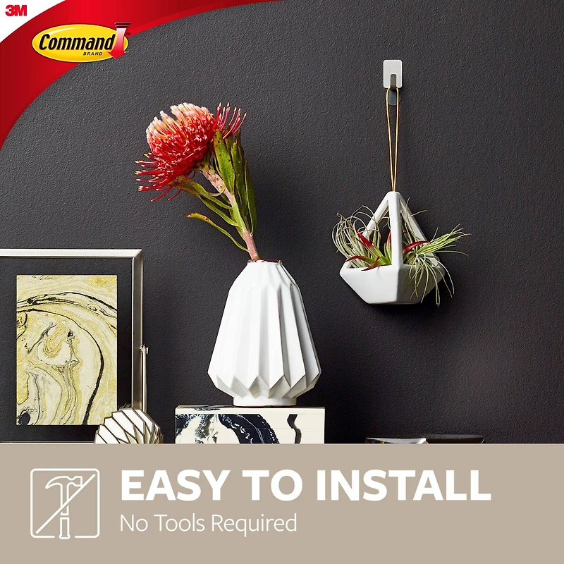 Command™ Small Decorative Metal Hooks, Stainless Steel