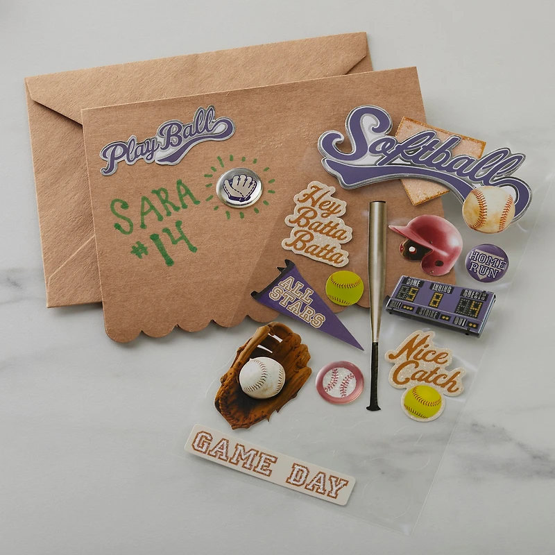 Softball Dimensional Stickers by Recollections™