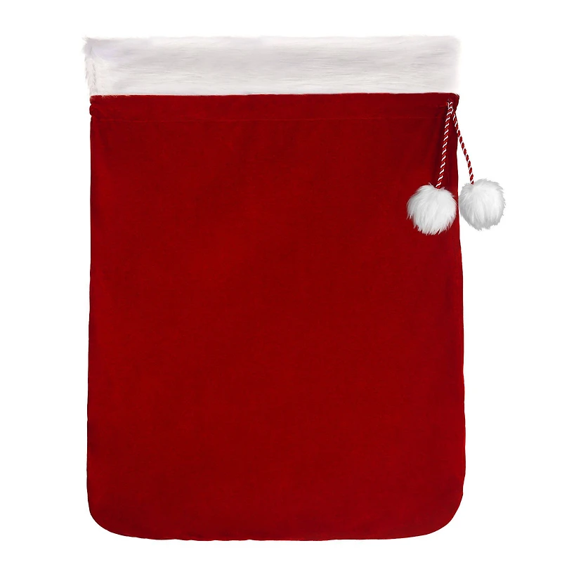 Red & White Deluxe Santa Bag With Fur Cuff, 20" x 28"