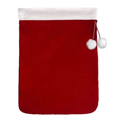 Red & White Deluxe Santa Bag With Fur Cuff, 20" x 28"