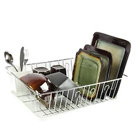 MegaChef 17.5" White 14 Plate Position Dish Rack