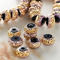 Amber Studded Metal & Resin Rondel Beads, 8mm by Bead Landing™