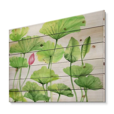 Designart - Vintage Pink Lotuses In The Pond VIII