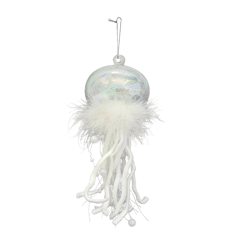 8.25" White Jellyfish Glass Ornament by Ashland®