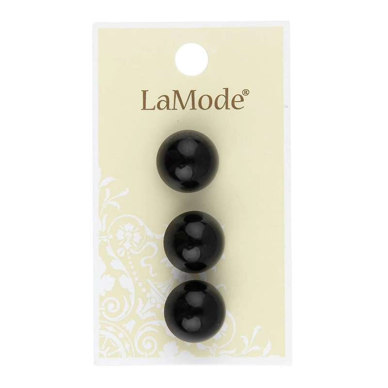 LaMode 5/8" Black Domed Shank Buttons, 3ct.