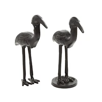 Set of 2 Black Aluminum Traditional Bird Sculpture, 7" x 9"