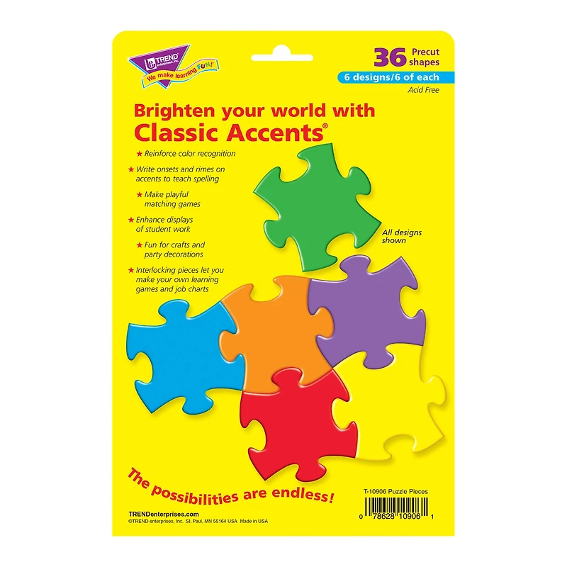 Trend Enterprises® Puzzle Pieces Classic Accents® Variety Packs, 3ct.